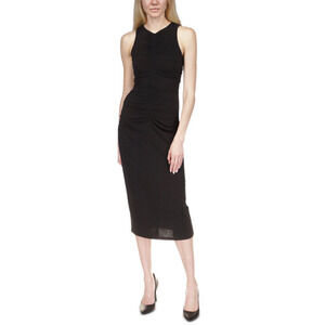 Michael Kors Women's Ruched Sleeveless Midi Dress Black Size 2X 12495